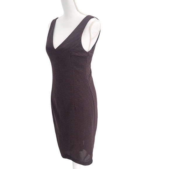 ASTR the Label Women Size Medium Striped Body-Con Sleeveless Dress Brown & Black - Picture 4 of 8